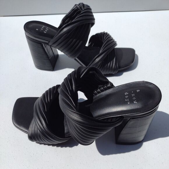 Women’s Size 6.5 Jessa Black Mule Heels - A New Day - Square Toe Slip On NWT - Picture 4 of 10